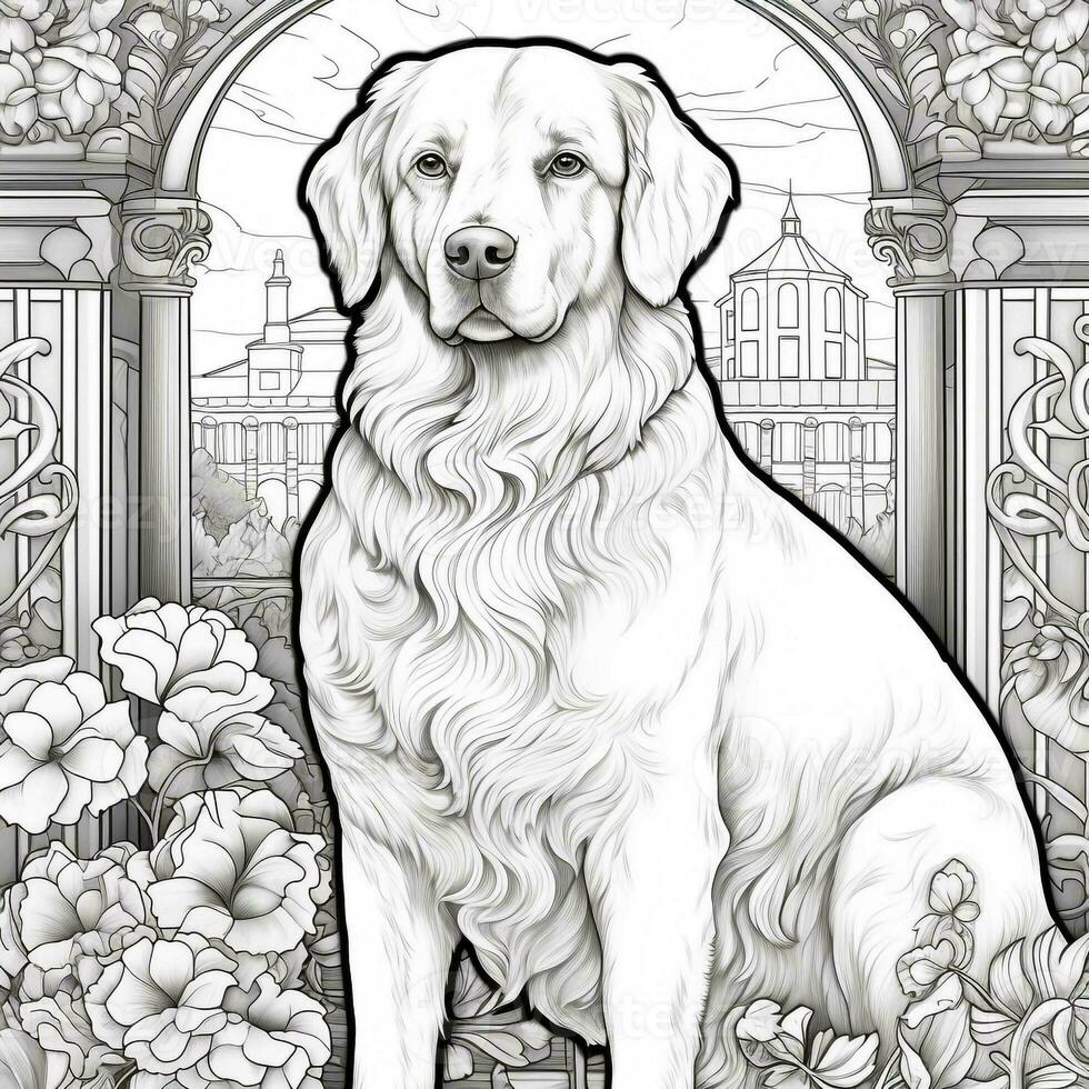 art nouveau chien coloration pages photo