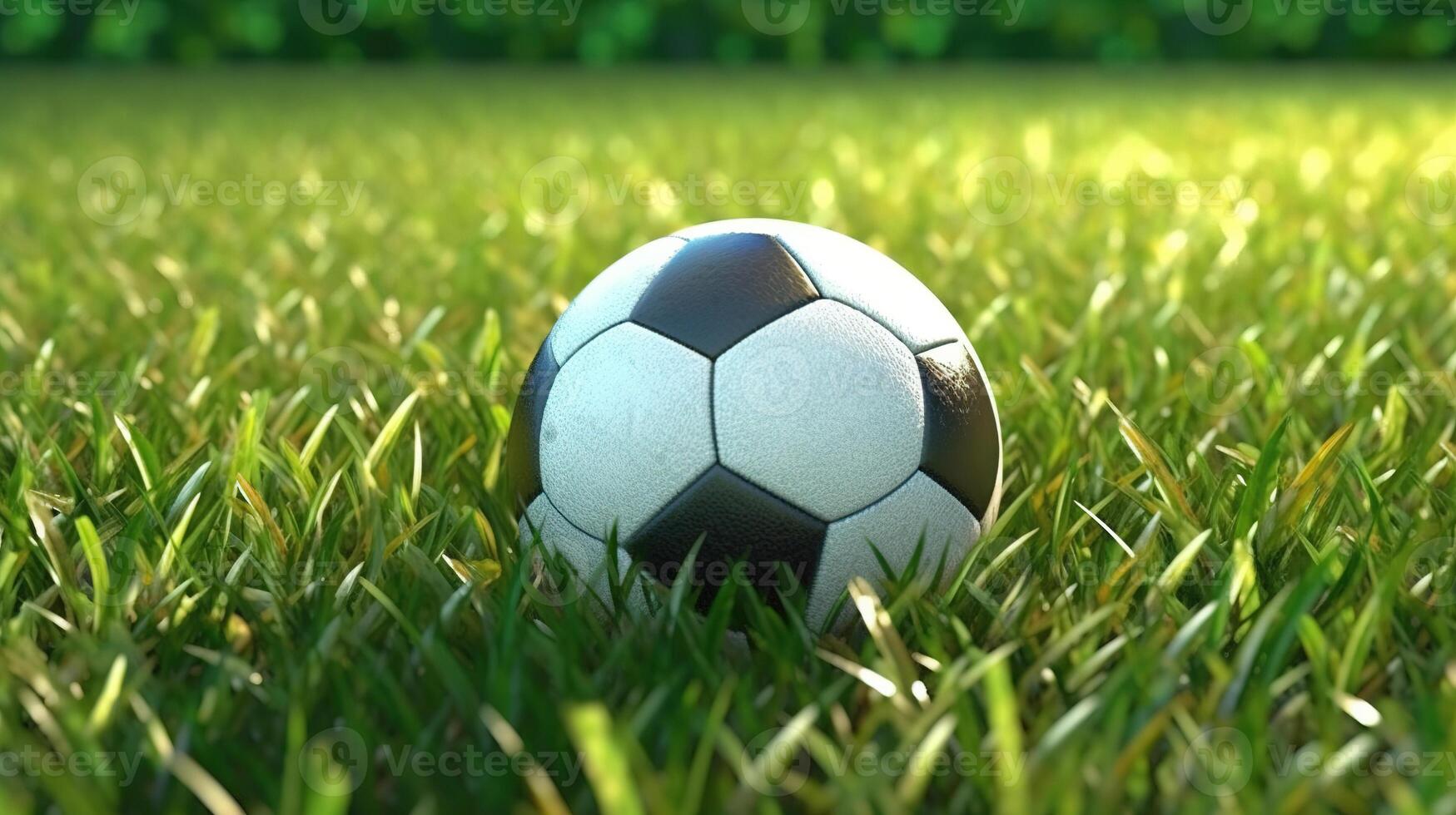 football Balle dans une herbe. génératif ai photo