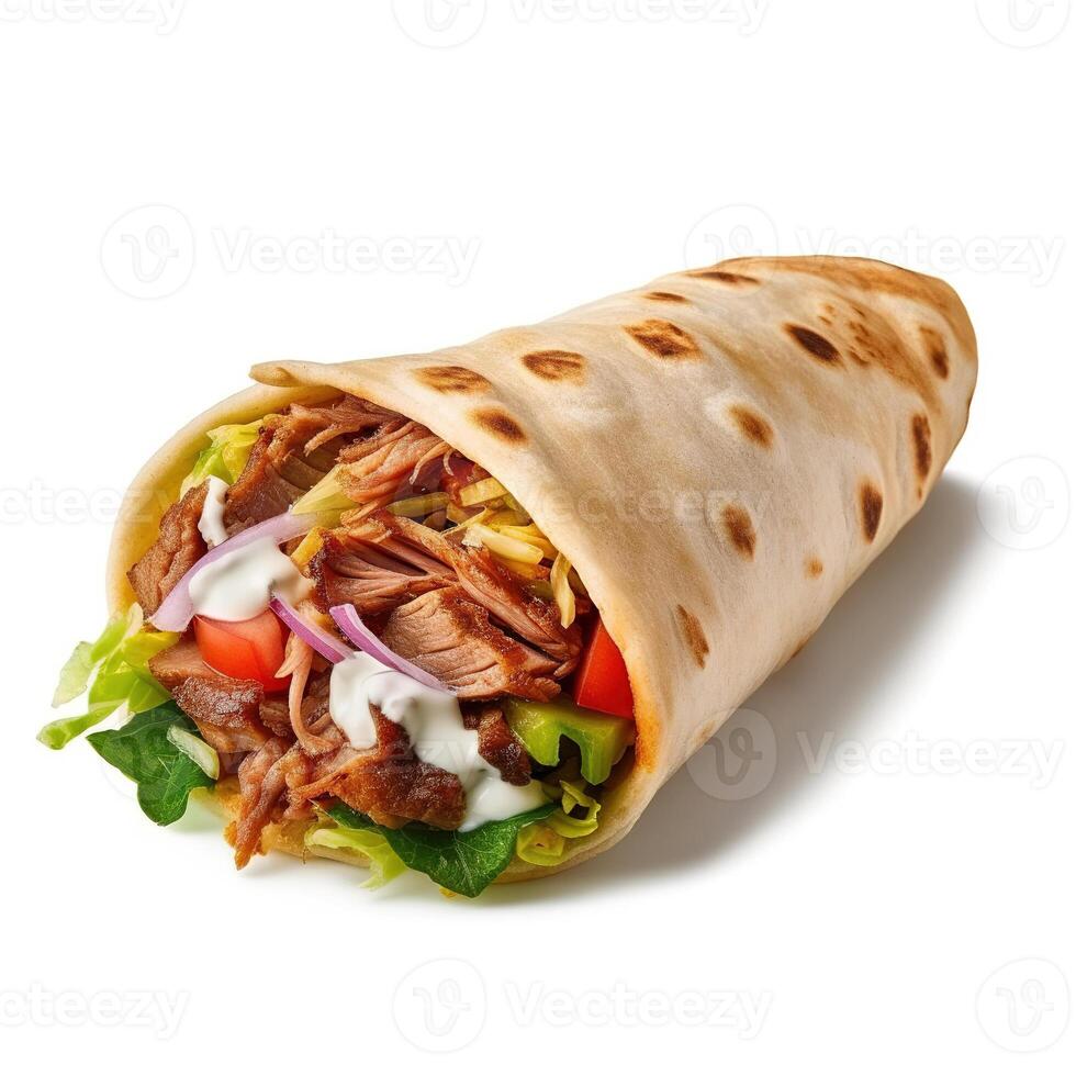 shawarma sur blanc Contexte. génératif ai photo