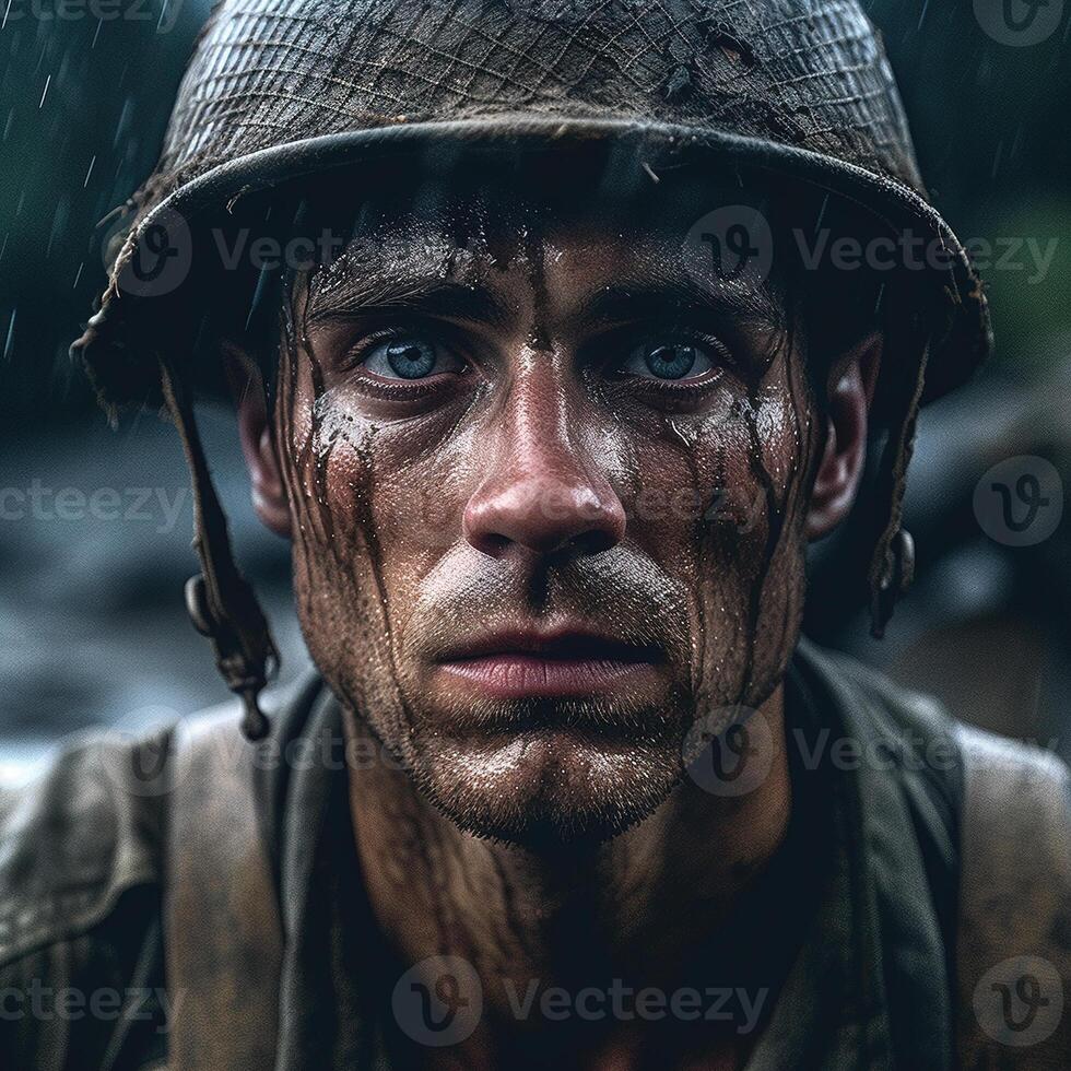 soldat dans guerre. génératif ai photo