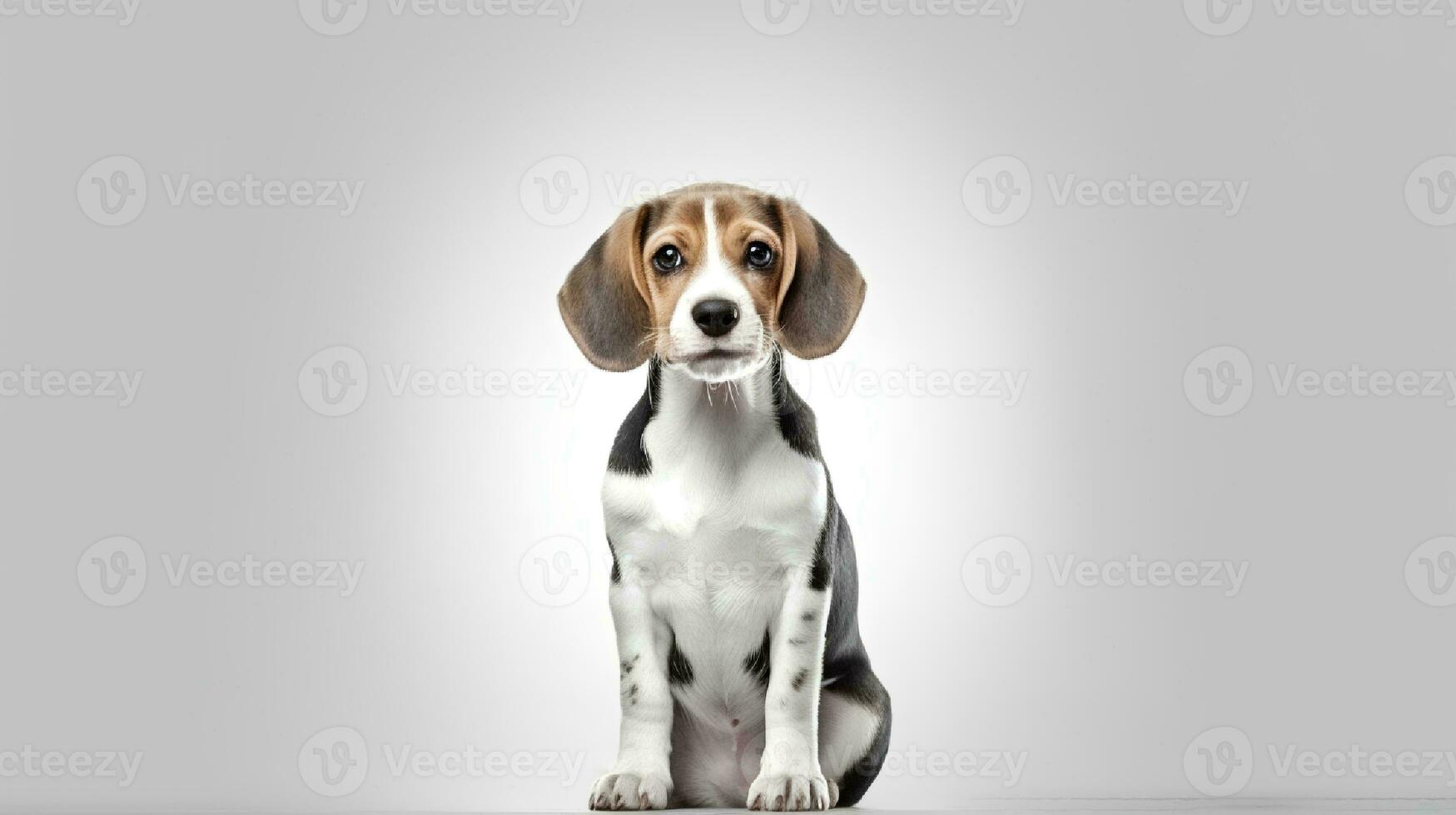 photo de une beagle sur blanc Contexte. génératif ai