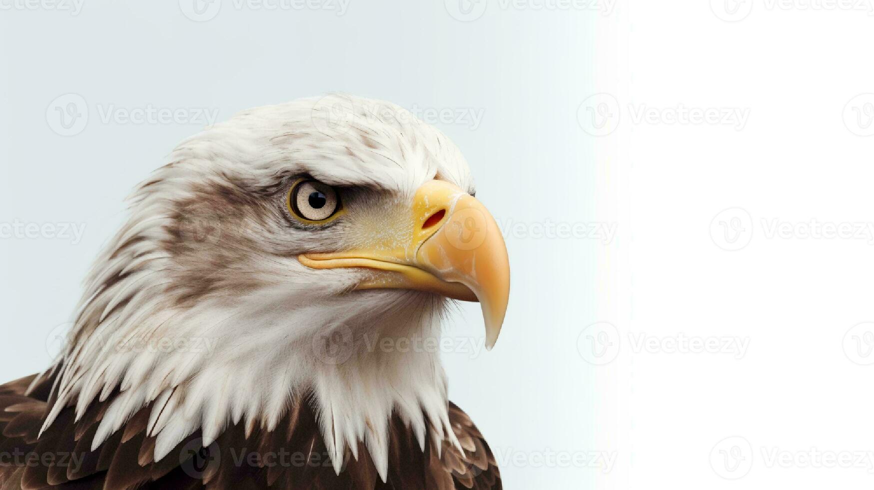 photo de une chauve Aigle sur blanc Contexte. génératif ai