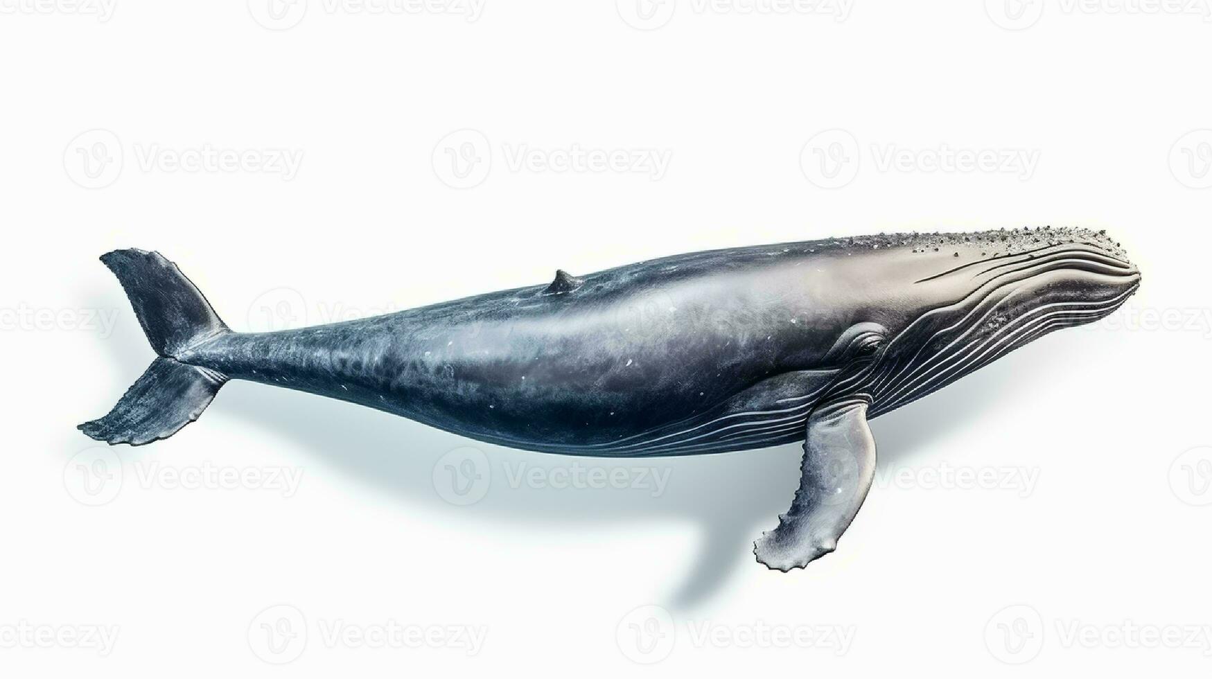 photo de une baleine sur blanc Contexte. génératif ai