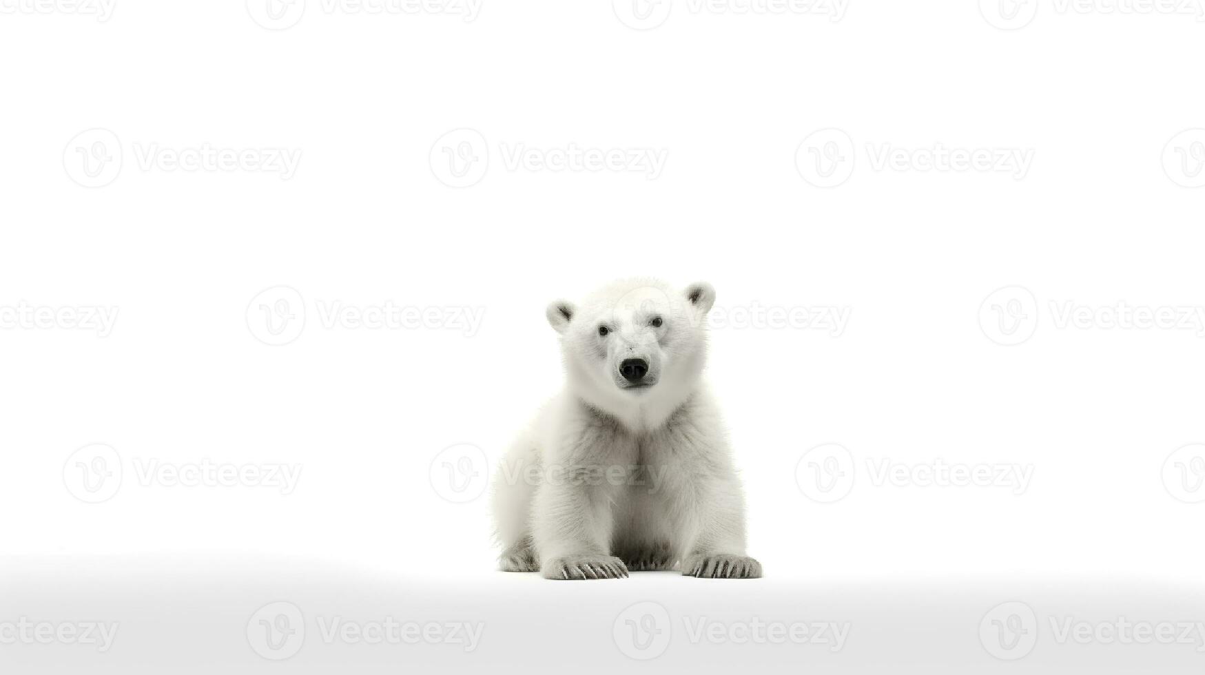 photo de une polaire ours sur blanc Contexte. génératif ai