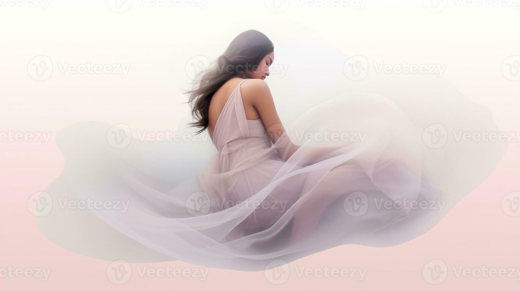 illustration de femme en train de dormir et rêver. psychique fille considère esprit et cœur, spiritualité, l'ésotérisme. psychique vagues concept, génératif ai illustration photo