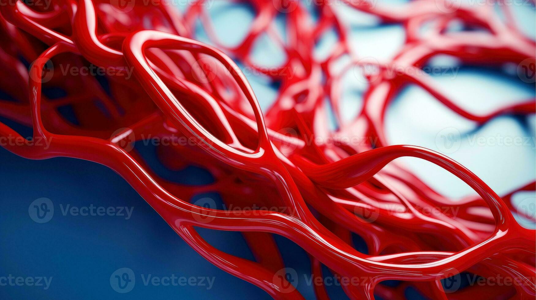 3d illustration maquette de le Humain organe systèmes, circulatoire, digestif, rouge et blanc cellules sanguines avec flou arrière-plan. médical éducation concept, génératif ai illustration photo