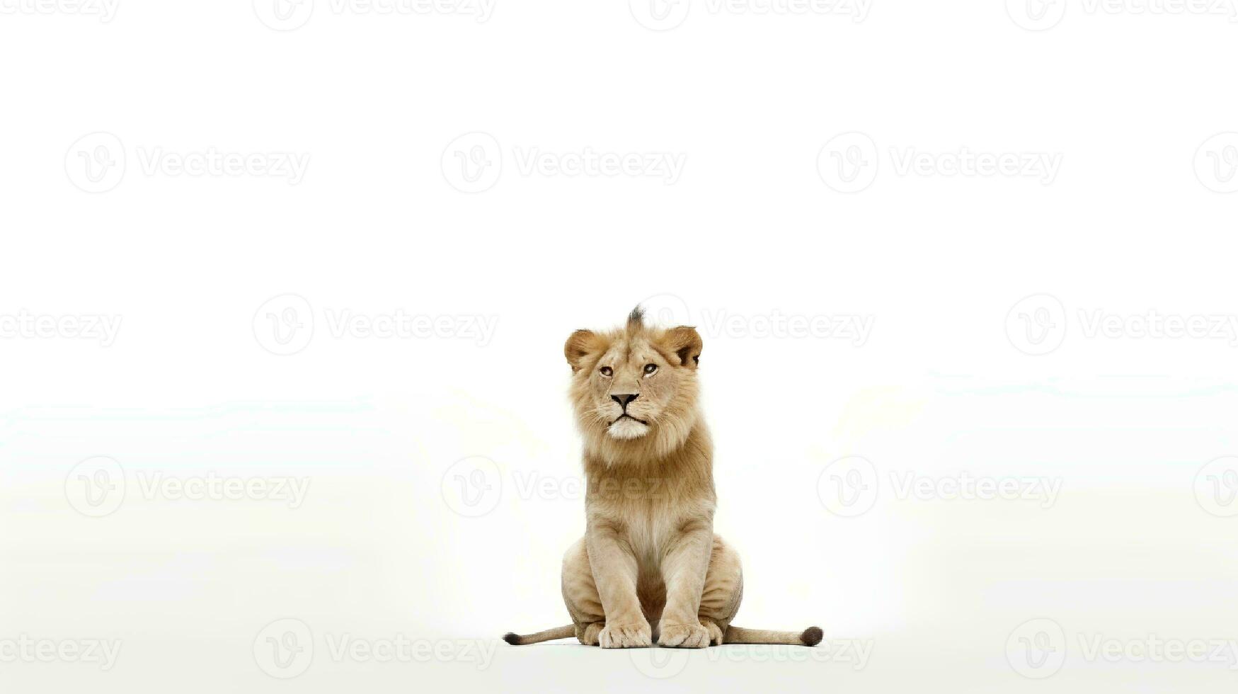 photo de une Lion sur blanc Contexte. génératif ai