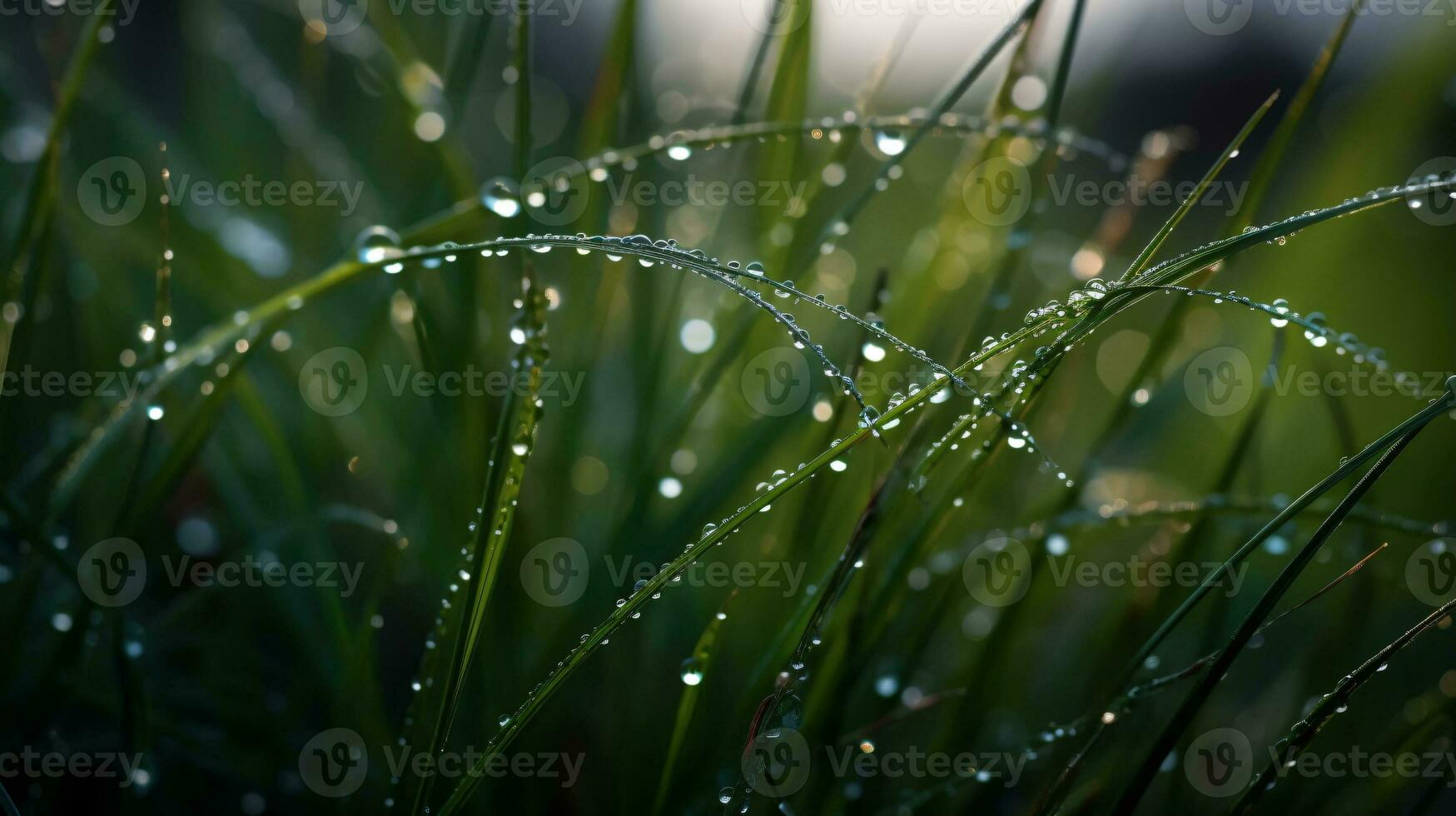 herbe champ dans ensoleillé Matin. ai génératif photo