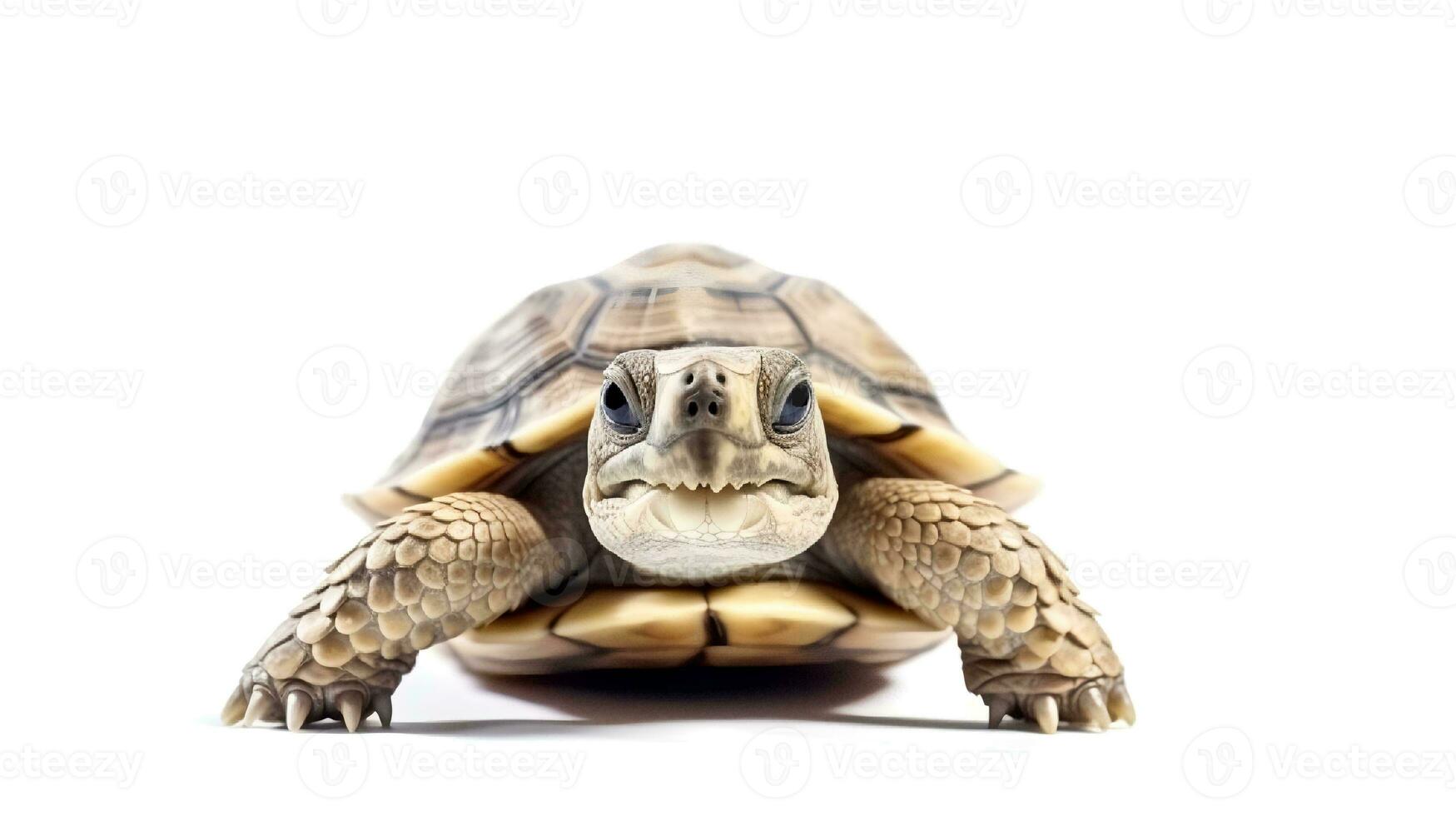 photo de une tortue sur blanc Contexte. génératif ai