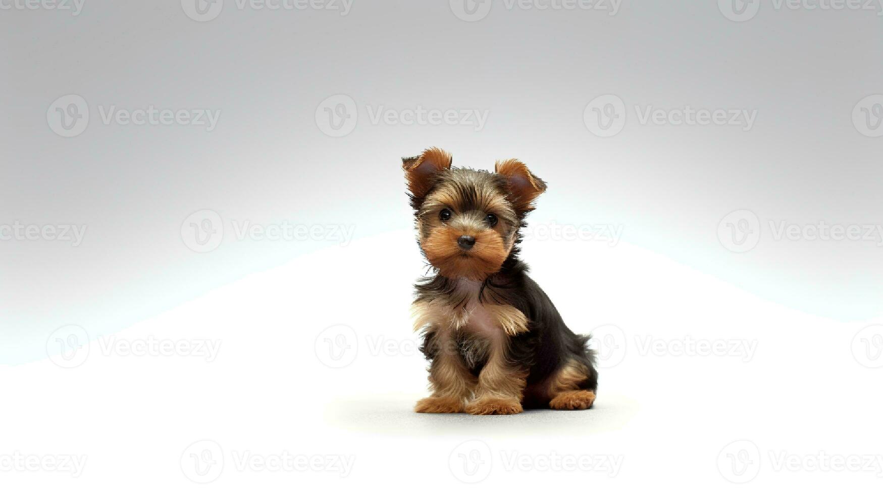 photo de une Yorkshire terrier sur blanc Contexte. génératif ai