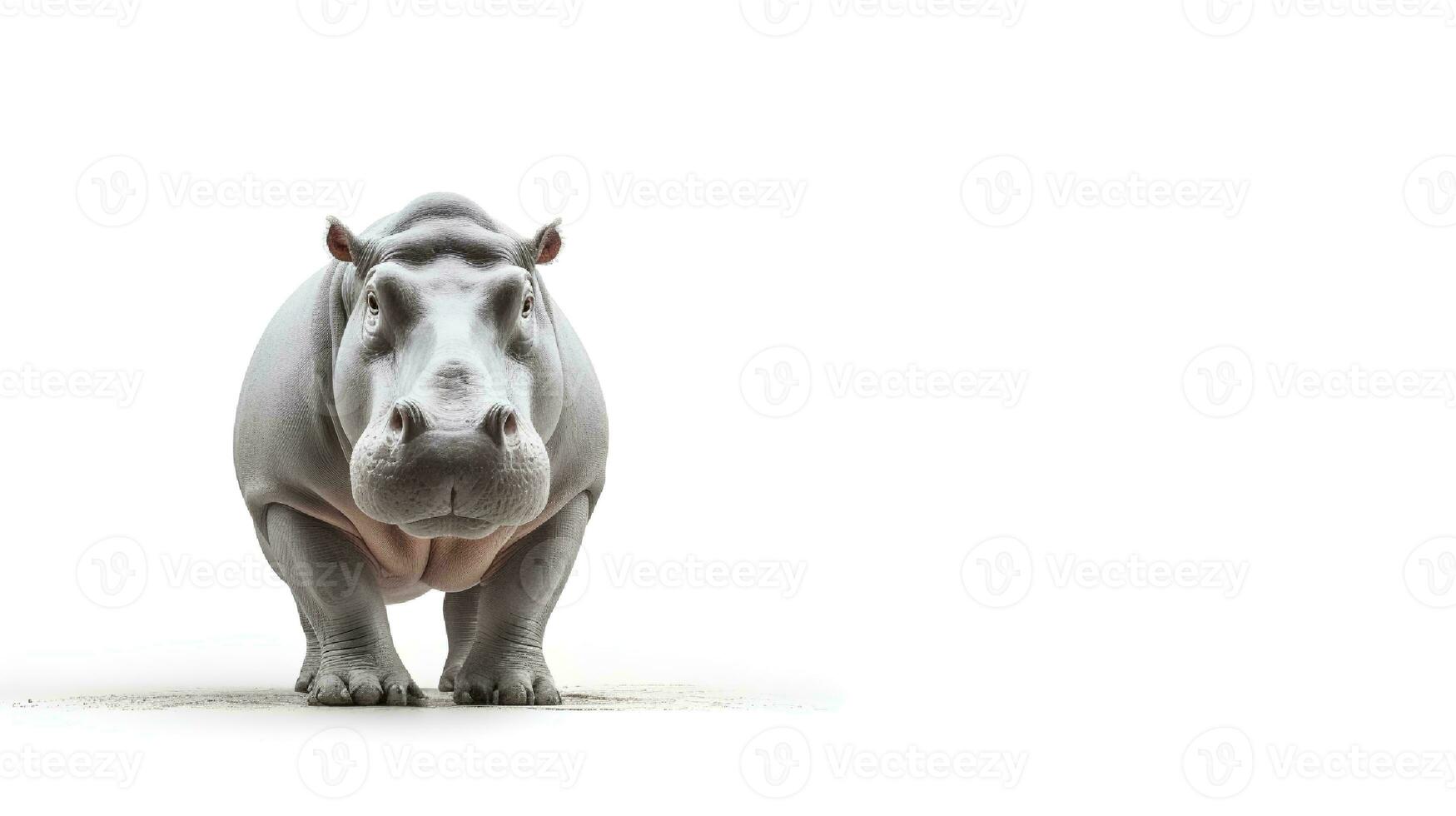 photo de une hippopotame sur blanc Contexte. génératif ai