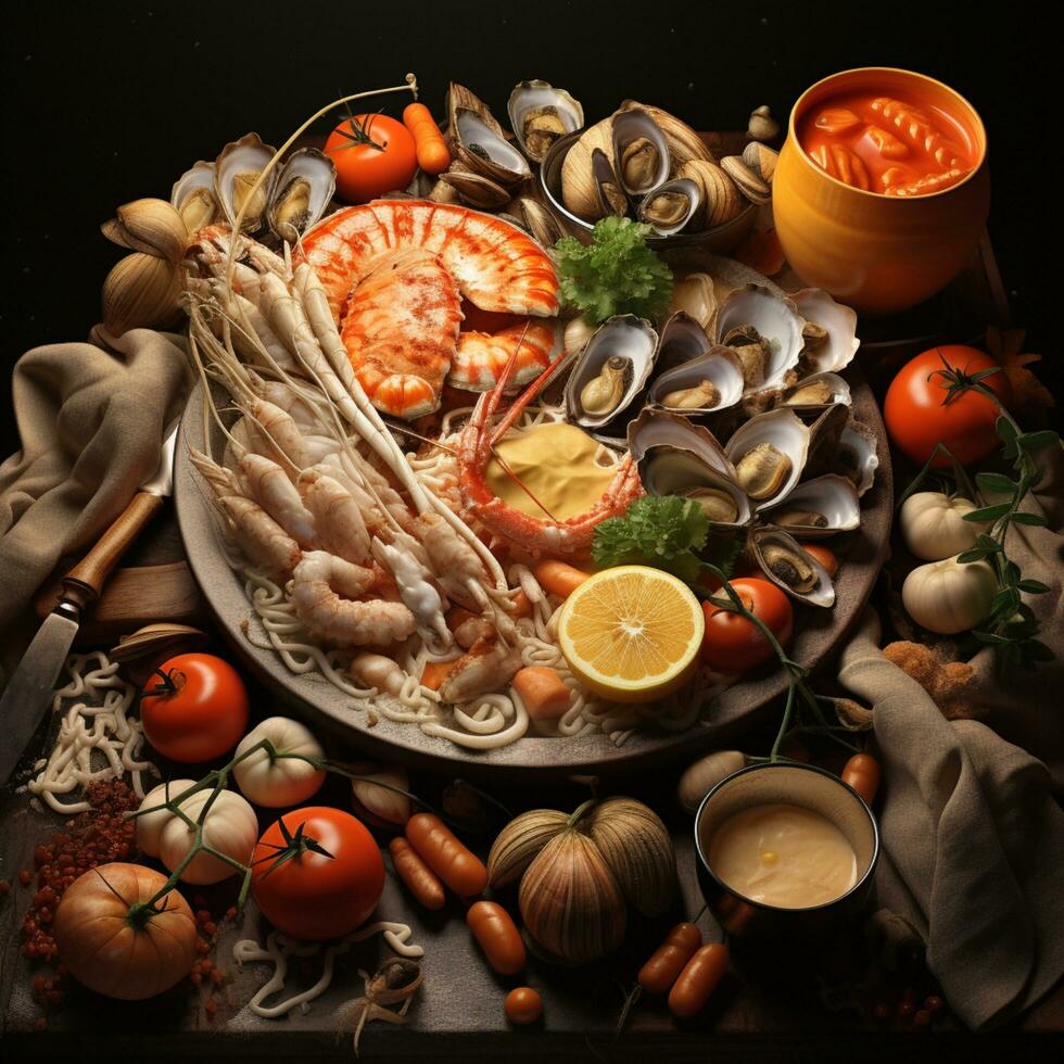 Fruit de mer sur le table Contexte photo