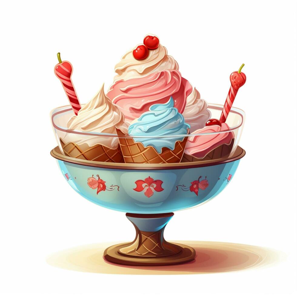 illustration la glace crème dans verre 2d dessin animé conception photo