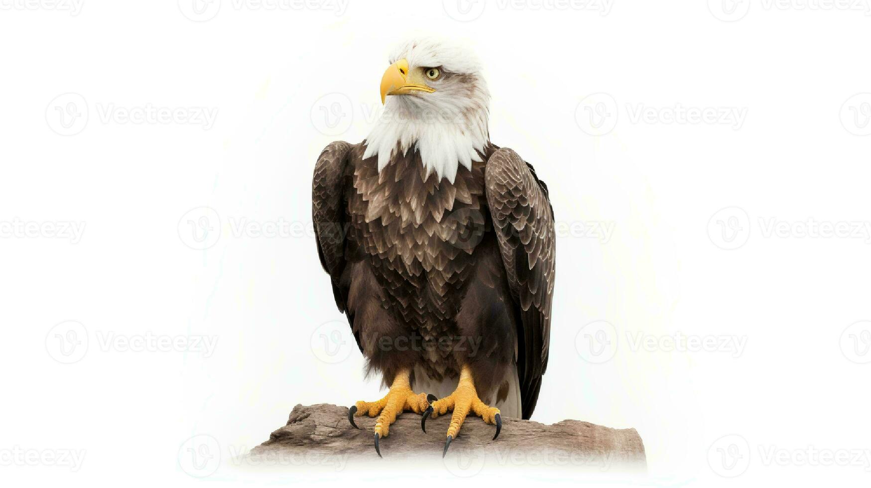 photo de une chauve Aigle sur blanc Contexte. génératif ai