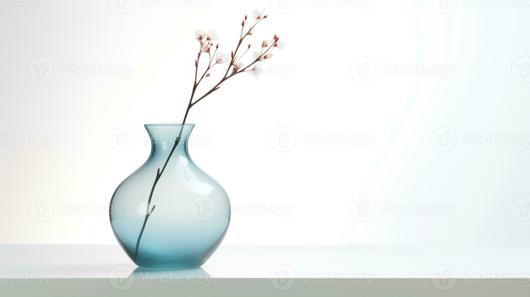 photo de un tige plante dans minimaliste transparent vase comme plante d'appartement pour Accueil décoration sur chaud Couleur Contexte. génératif ai
