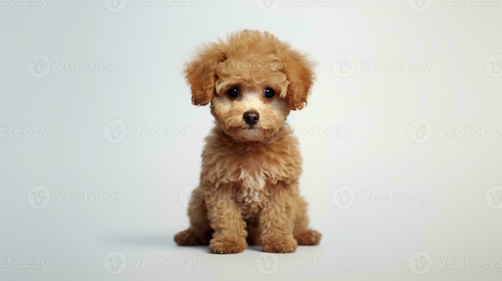 photo de une caniche chien sur blanc Contexte. génératif ai