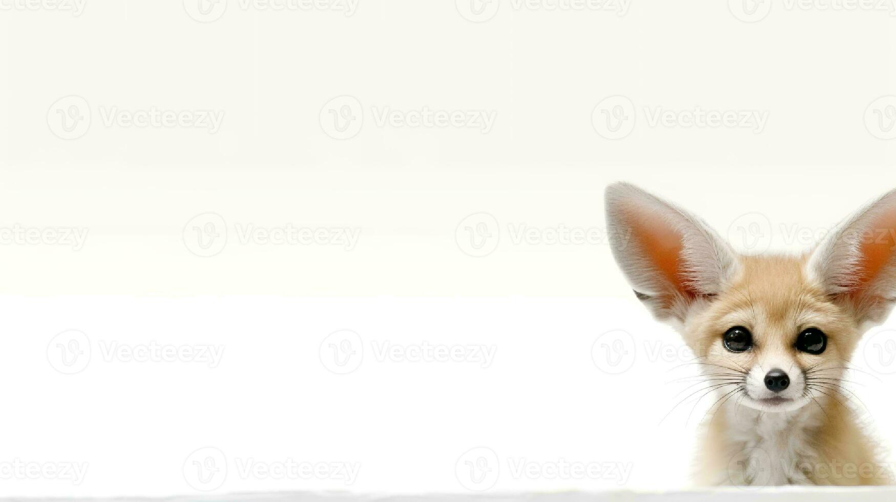 photo de une fennec Renard sur blanc Contexte. génératif ai