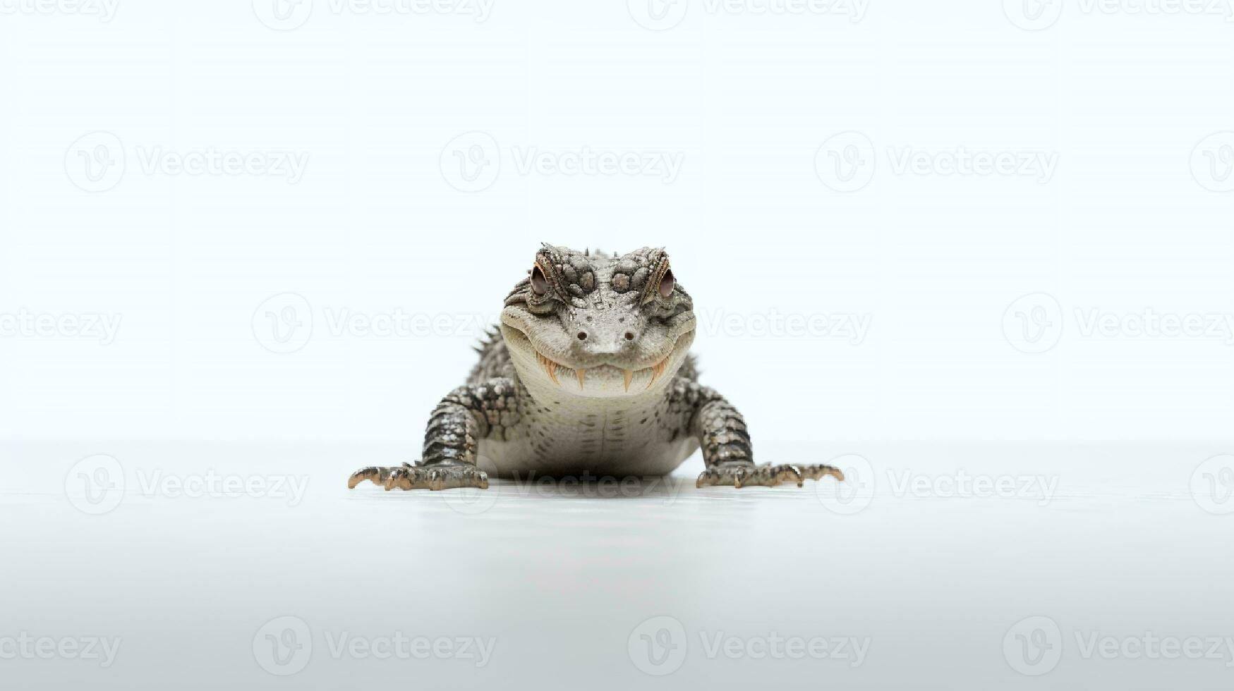 photo de une crocodile sur blanc Contexte