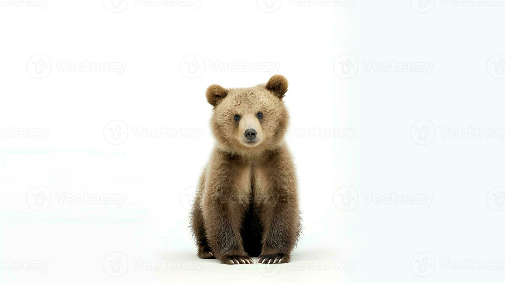 photo de une américain ours sur blanc Contexte. génératif ai