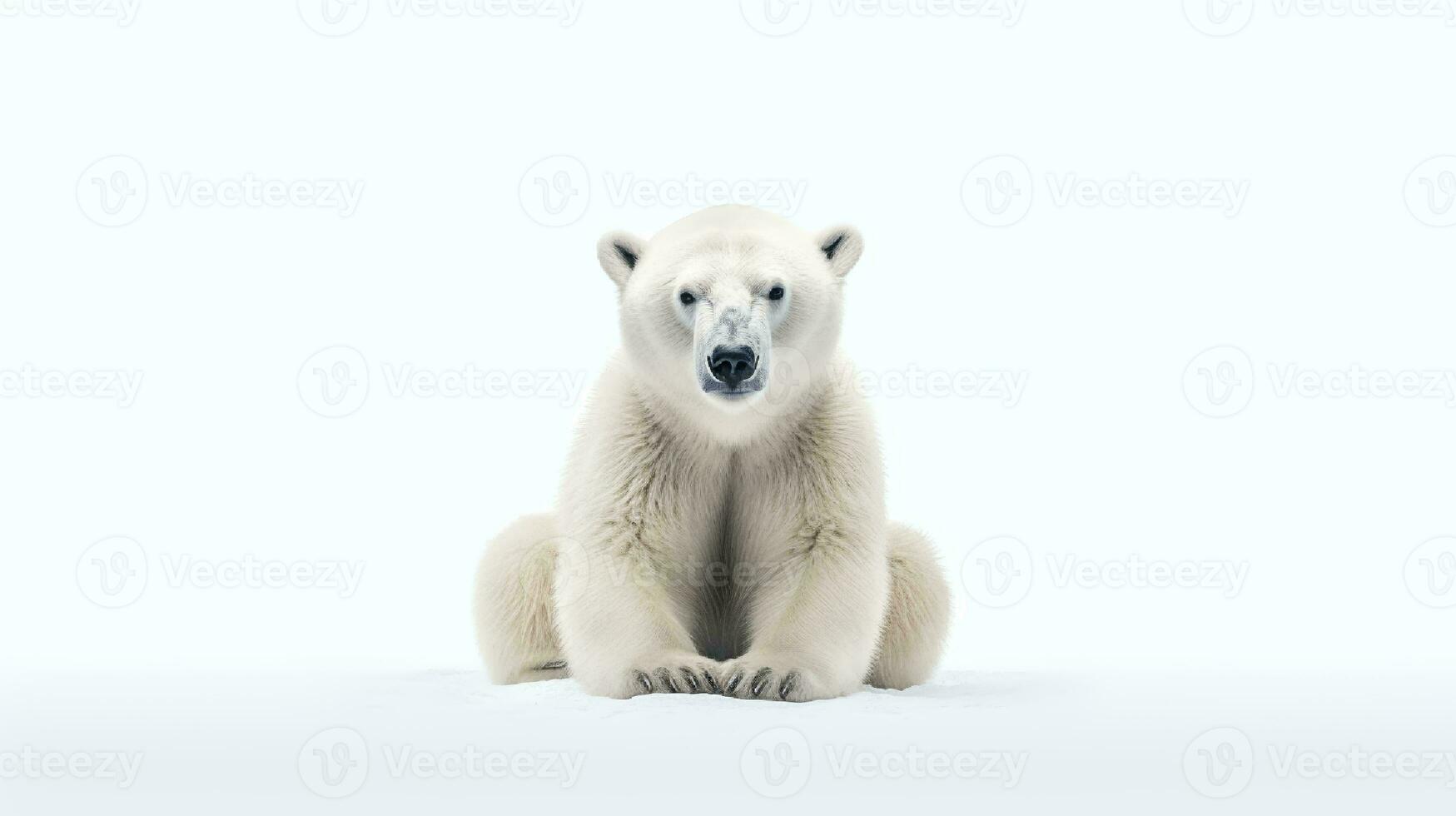 photo de une polaire ours sur blanc Contexte. génératif ai