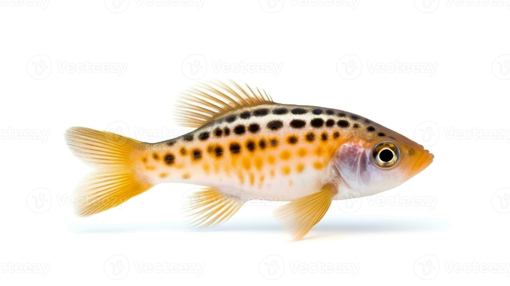 photo de une zèbre danio poisson sur blanc Contexte. génératif ai