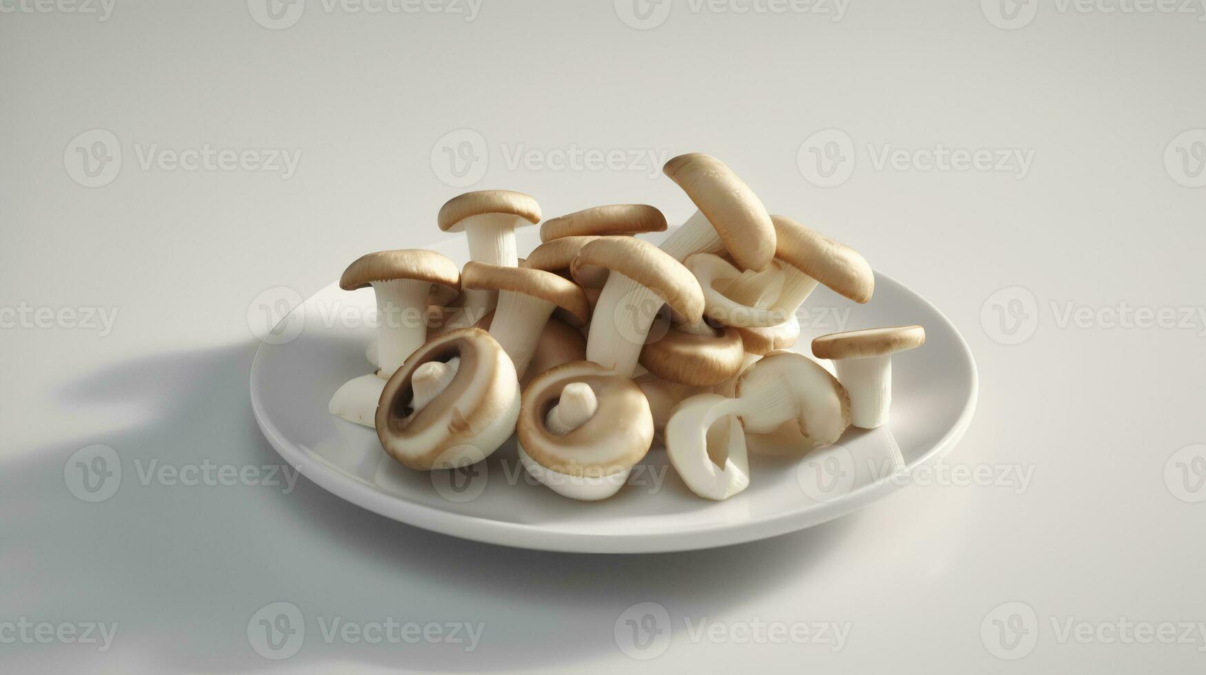 photo de champignons sur assiette isolé sur blanc Contexte