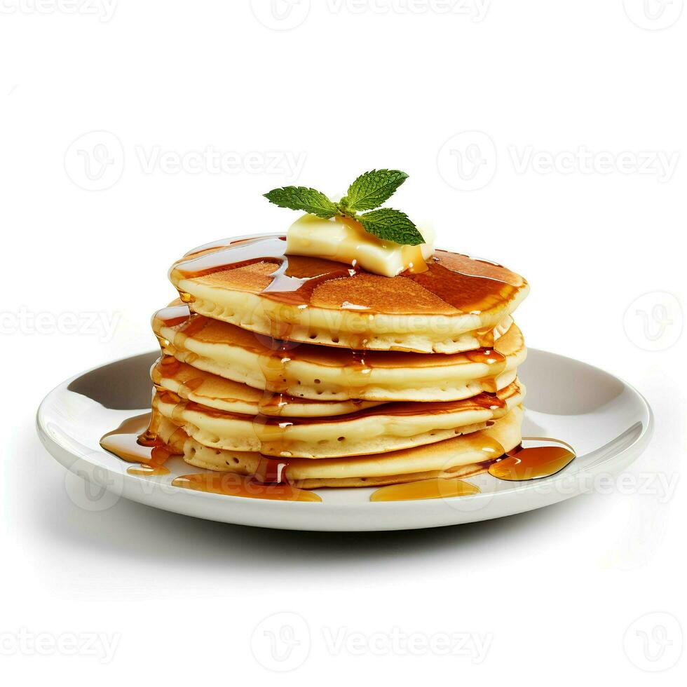 nourriture la photographie de Crêpes sur assiette isolé sur blanc Contexte. génératif ai photo