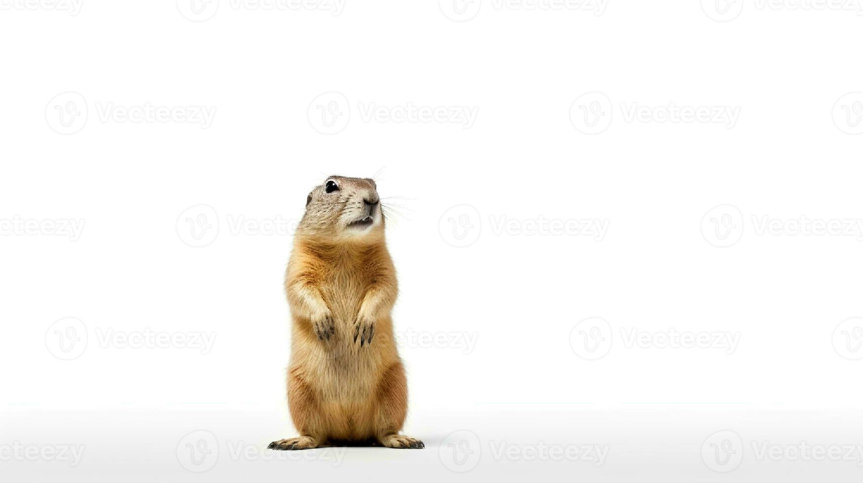 photo de une prairie chien sur blanc Contexte. génératif ai