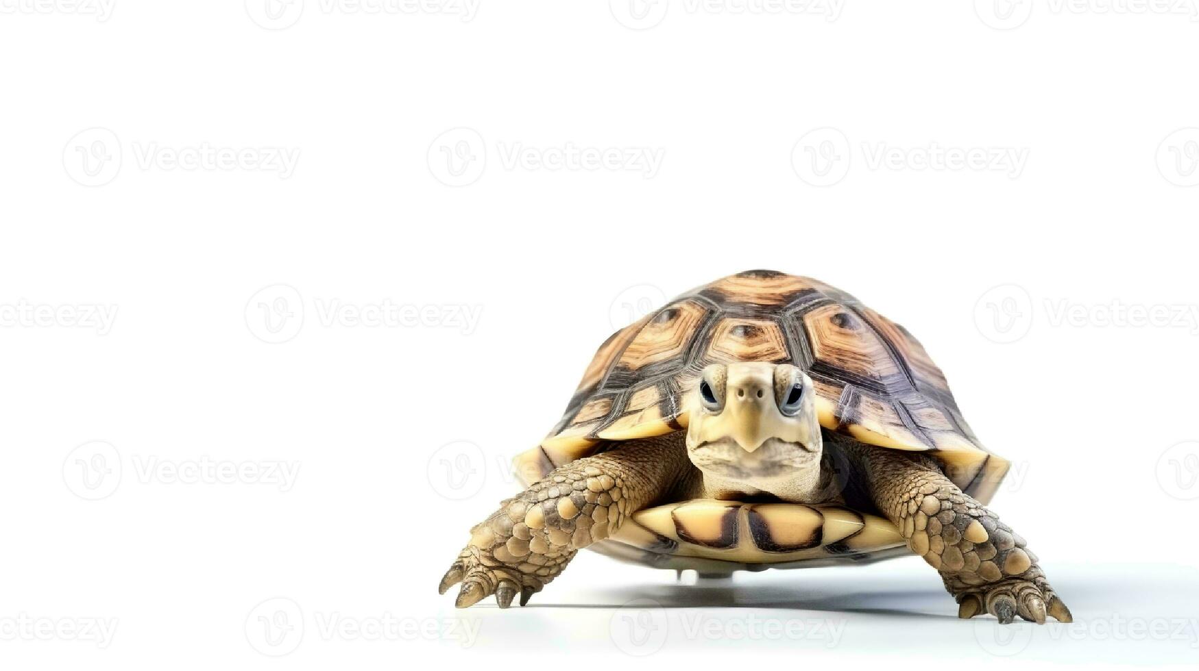 photo de une tortue sur blanc Contexte. génératif ai