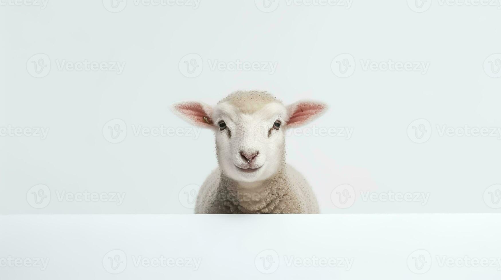 photo de une mouton sur blanc Contexte. génératif ai