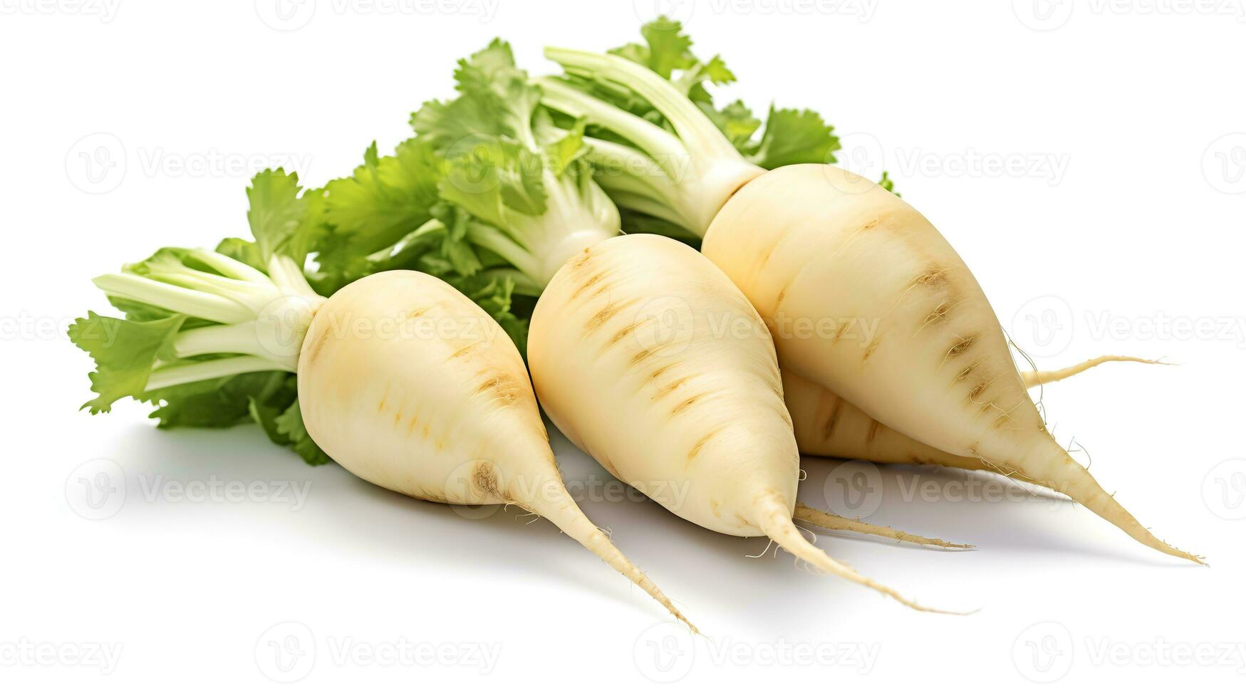 photo de daikon un radis isolé sur blanc Contexte