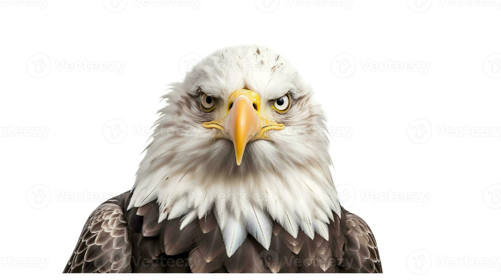 photo de une chauve Aigle sur blanc Contexte. génératif ai