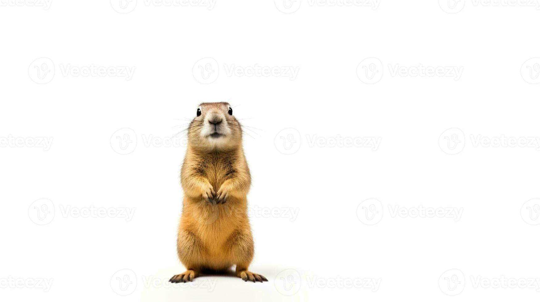 photo de une prairie chien sur blanc Contexte. génératif ai