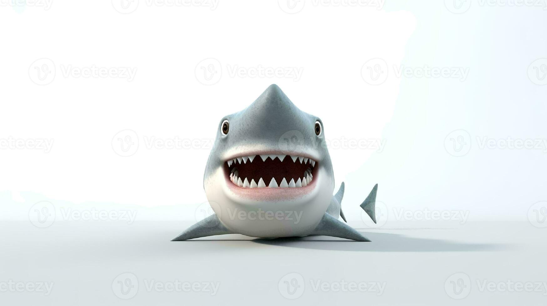 photo de une requin sur blanc Contexte. génératif ai