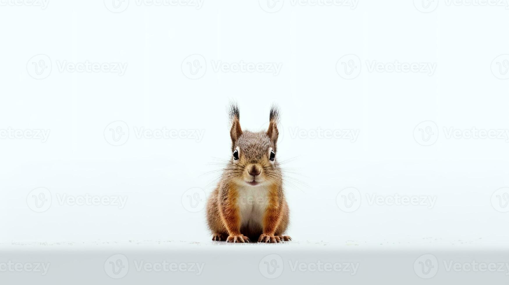 photo de une écureuil sur blanc Contexte. génératif ai