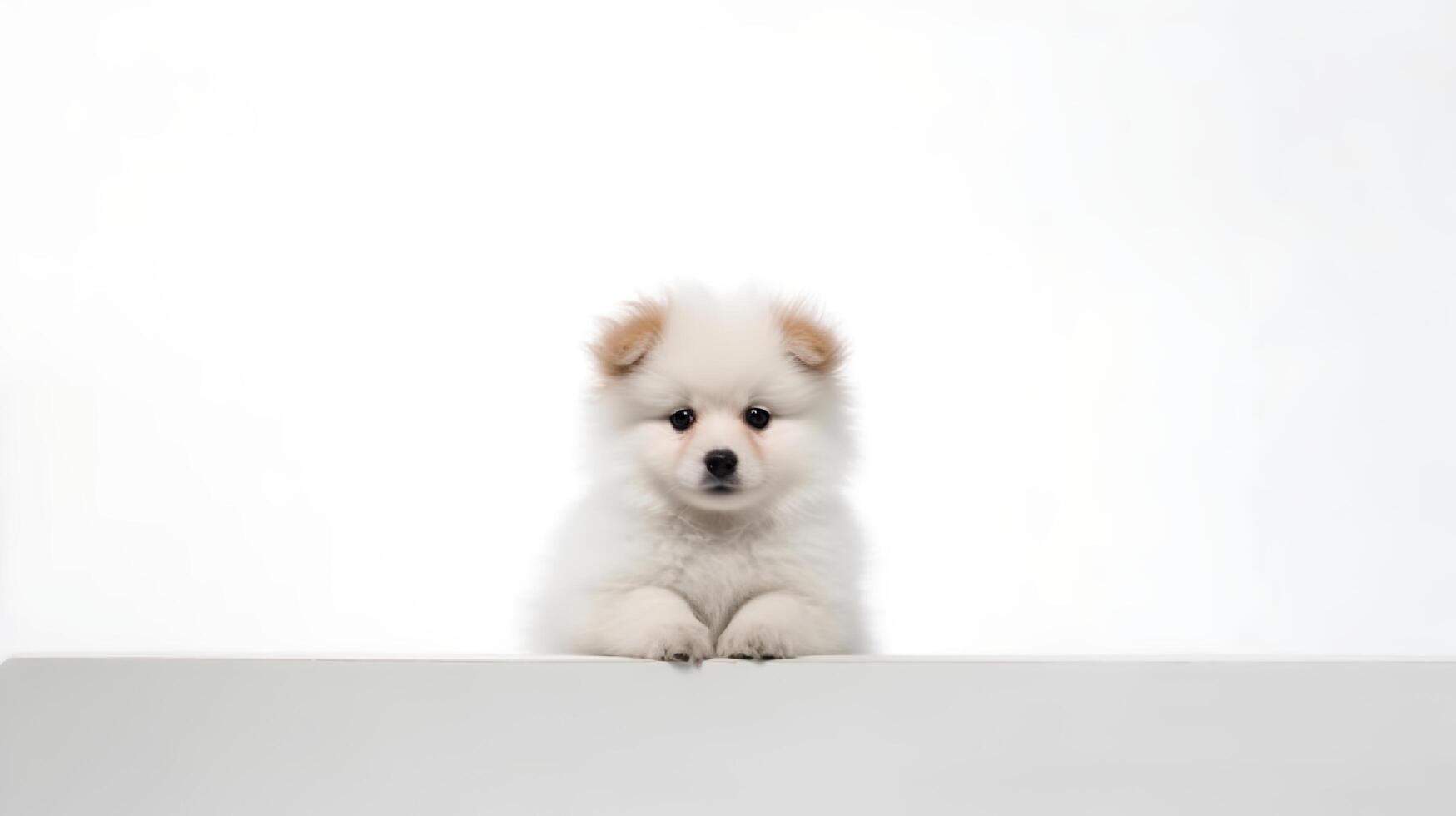 photo de une mignonne peu animal de compagnie sur blanc Contexte. génératif ai