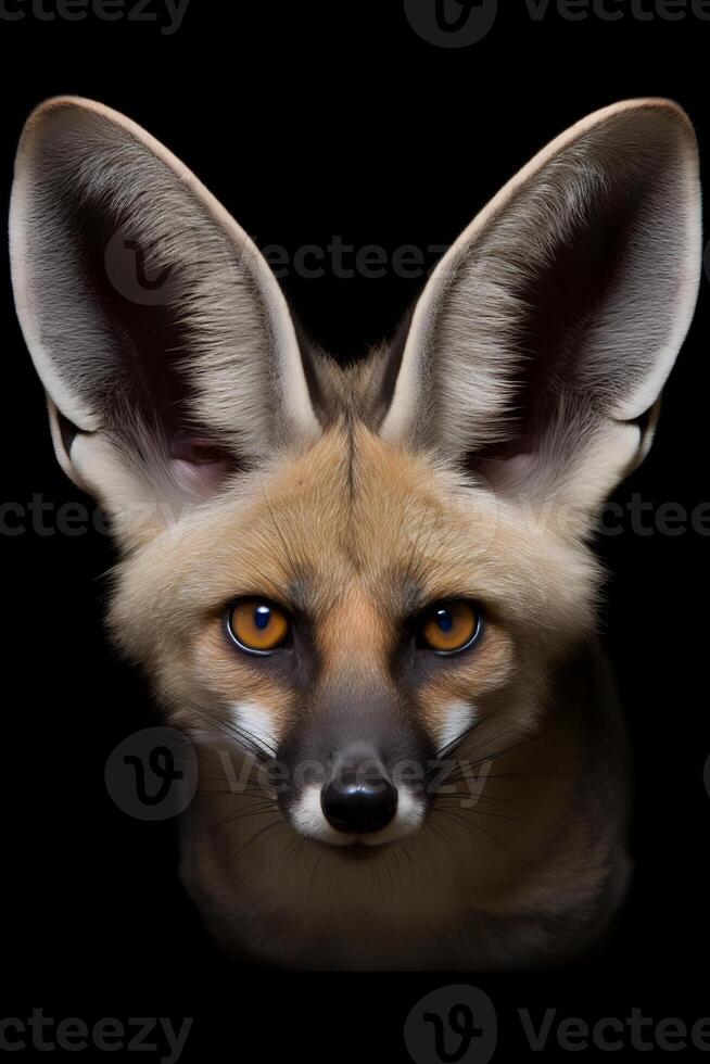 photo de chauve souris oreille Renard sur noir Contexte. génératif ai