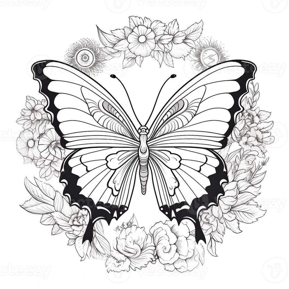 floral papillon coloration pages photo