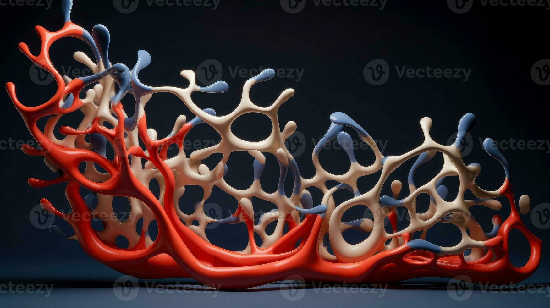 3d illustration maquette de le Humain organe systèmes, circulatoire, digestif, rouge et blanc cellules sanguines avec flou arrière-plan. médical éducation concept, génératif ai illustration photo