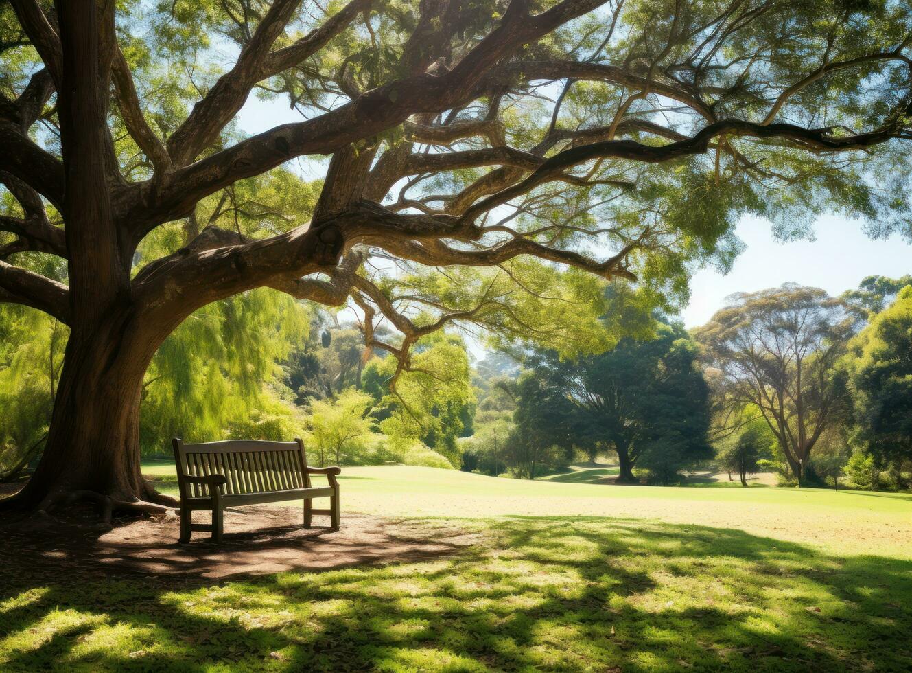 banc en dessous de une arbre dans Sydney parc photo