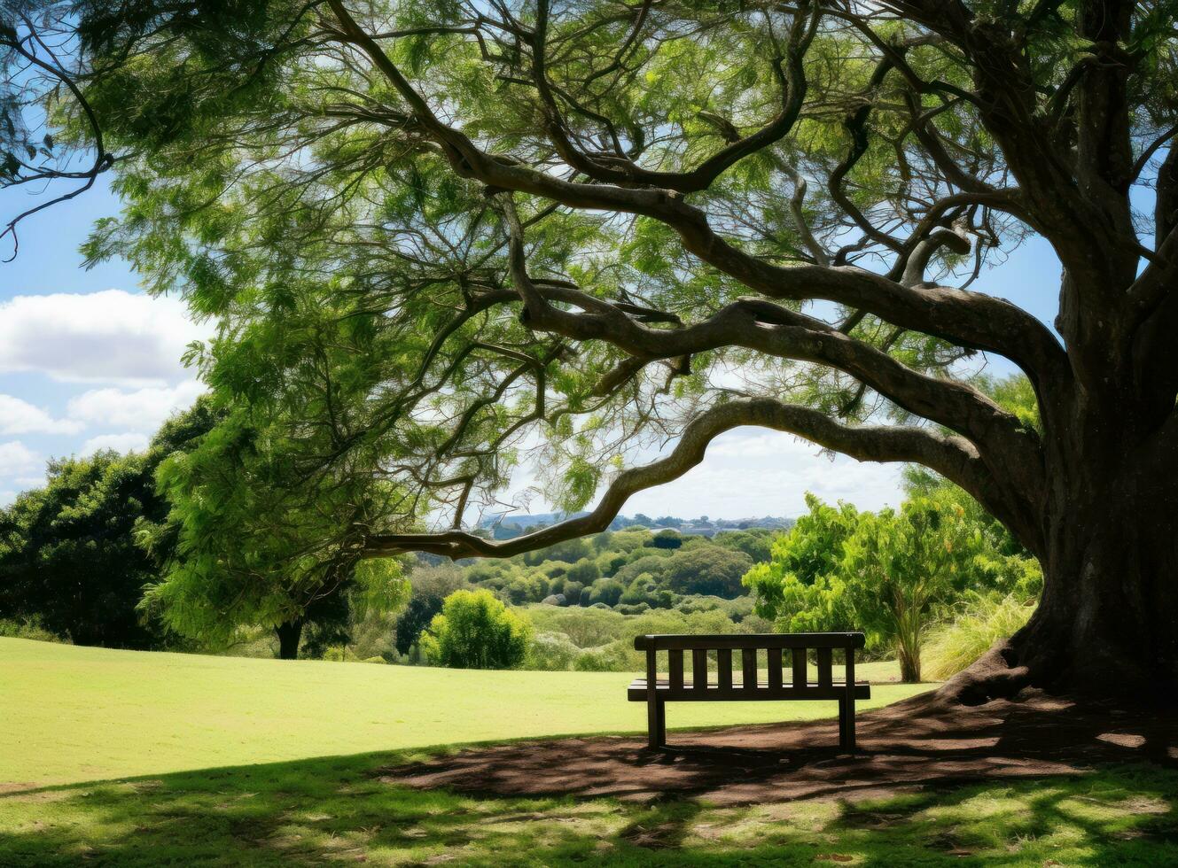 banc en dessous de une arbre dans Sydney parc photo