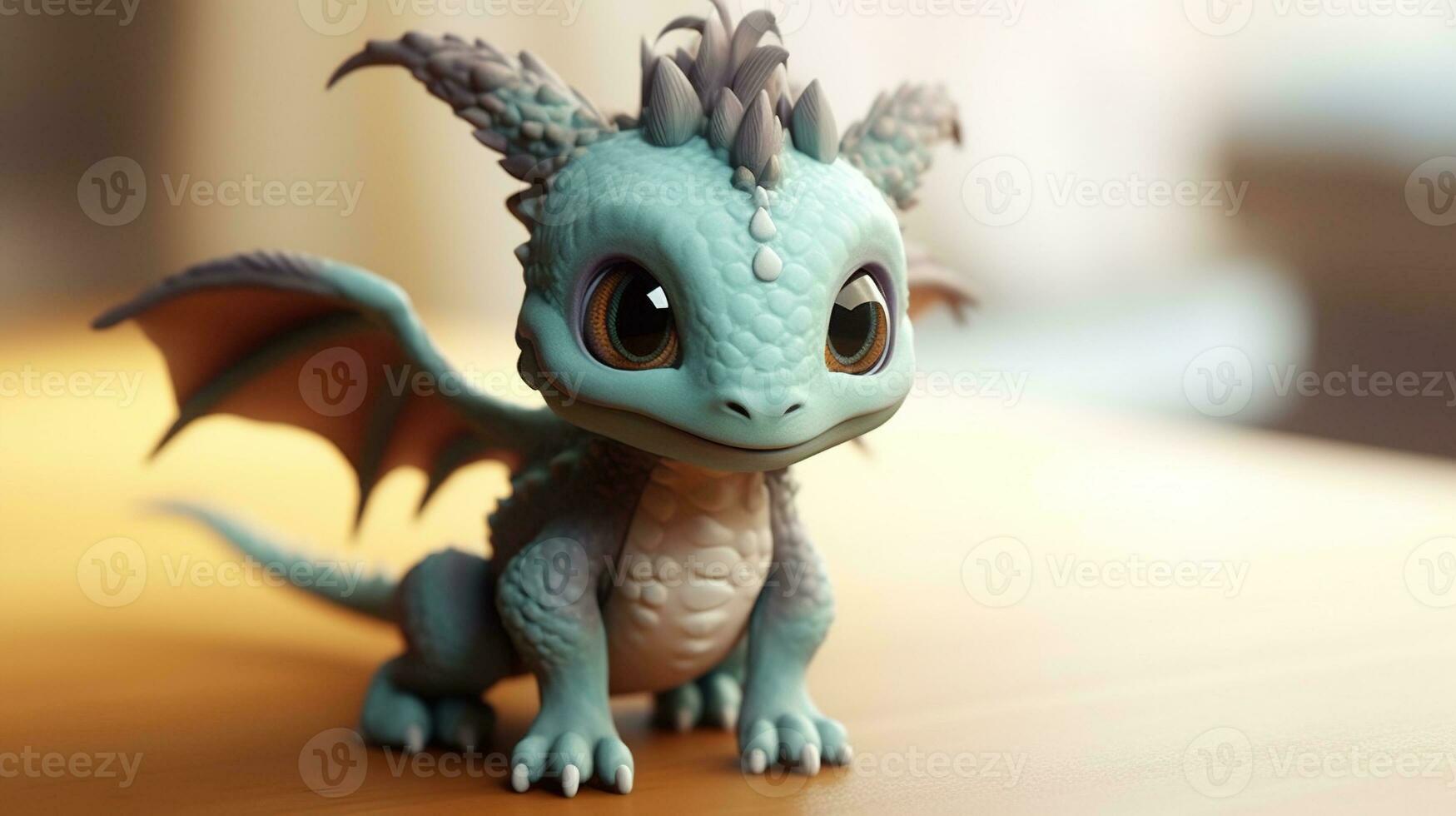 génératif ai, peu minuscule mignonne dragon. symbole de 2024 année, Nouveau année chinois horoscope animal photo