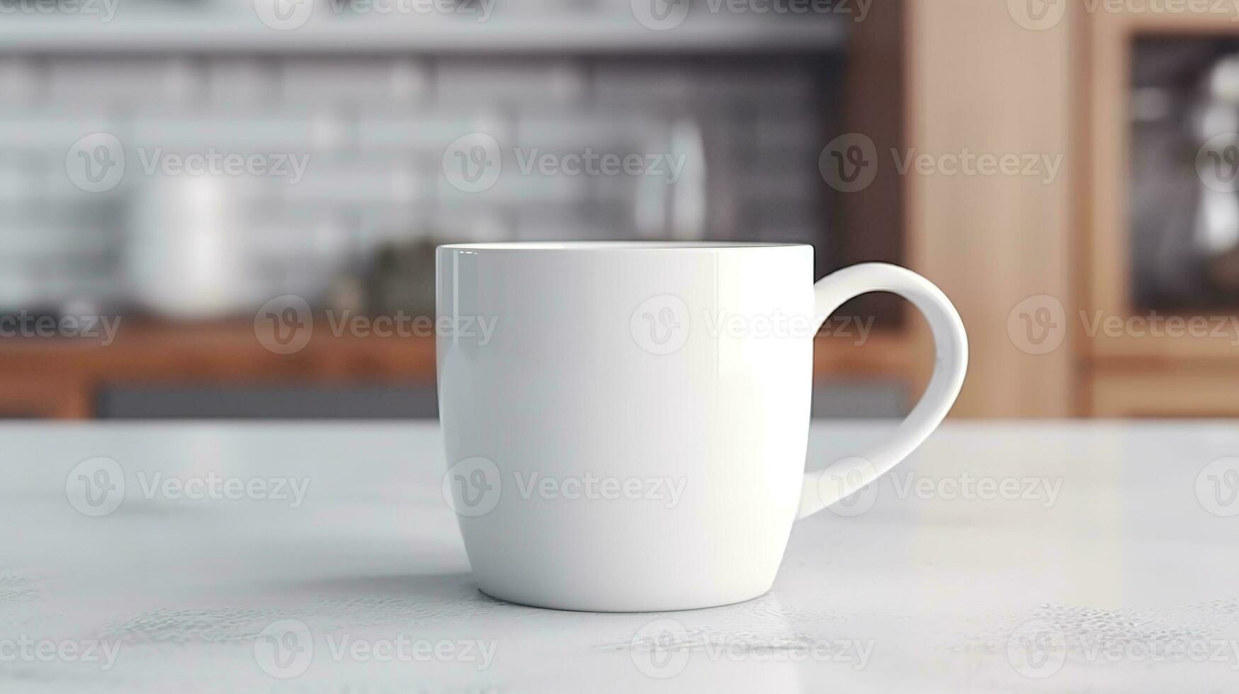 génératif ai, blanc céramique tasse installer dans à Accueil intérieur, agresser moquer en haut blanc. photo