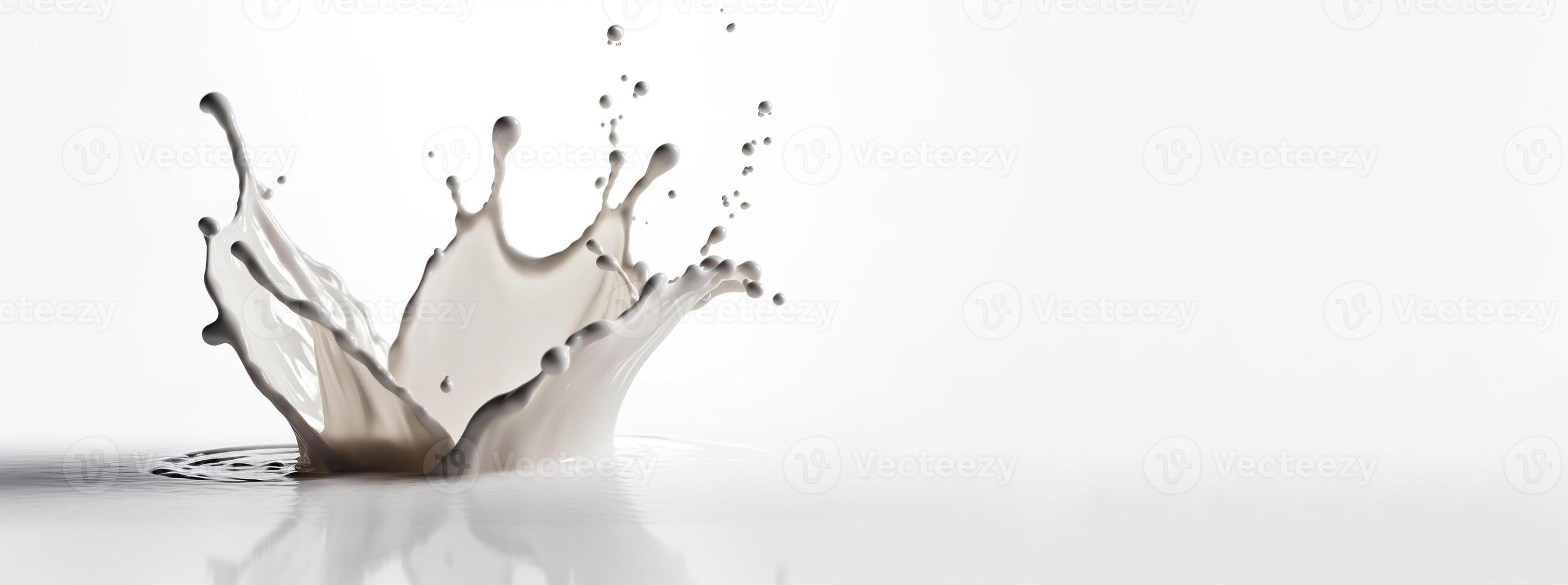 génératif ai, écoulement liquide avec éclaboussures dans blanc couleur. brillant crémeux Lait fluide bannière, 3d effet, moderne macro photoréaliste abstrait Contexte illustration photo