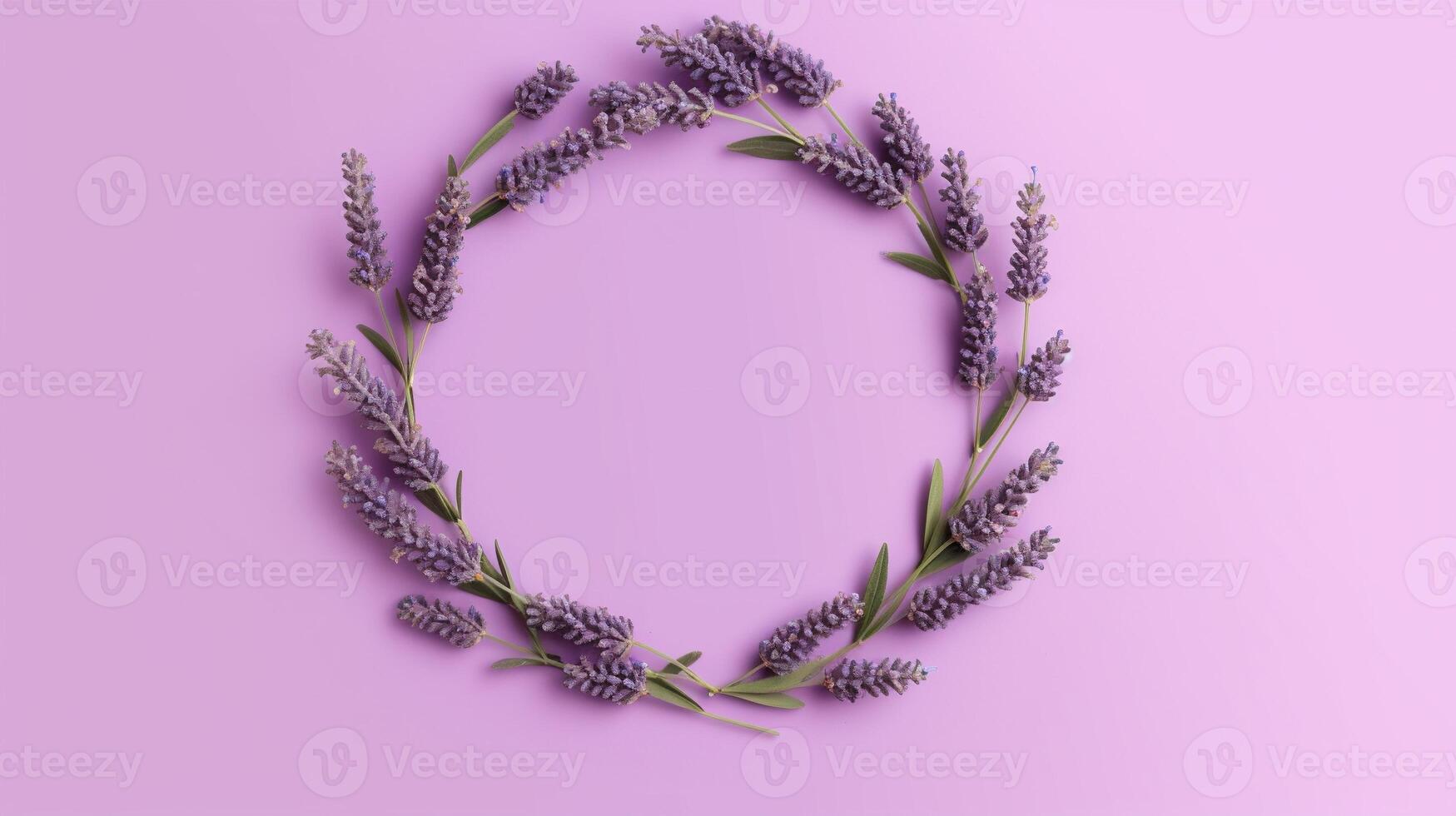 génératif ai, couronne de lavande branches fleurs avec copie espace, Naturel biologique floral Cadre violet Contexte photo