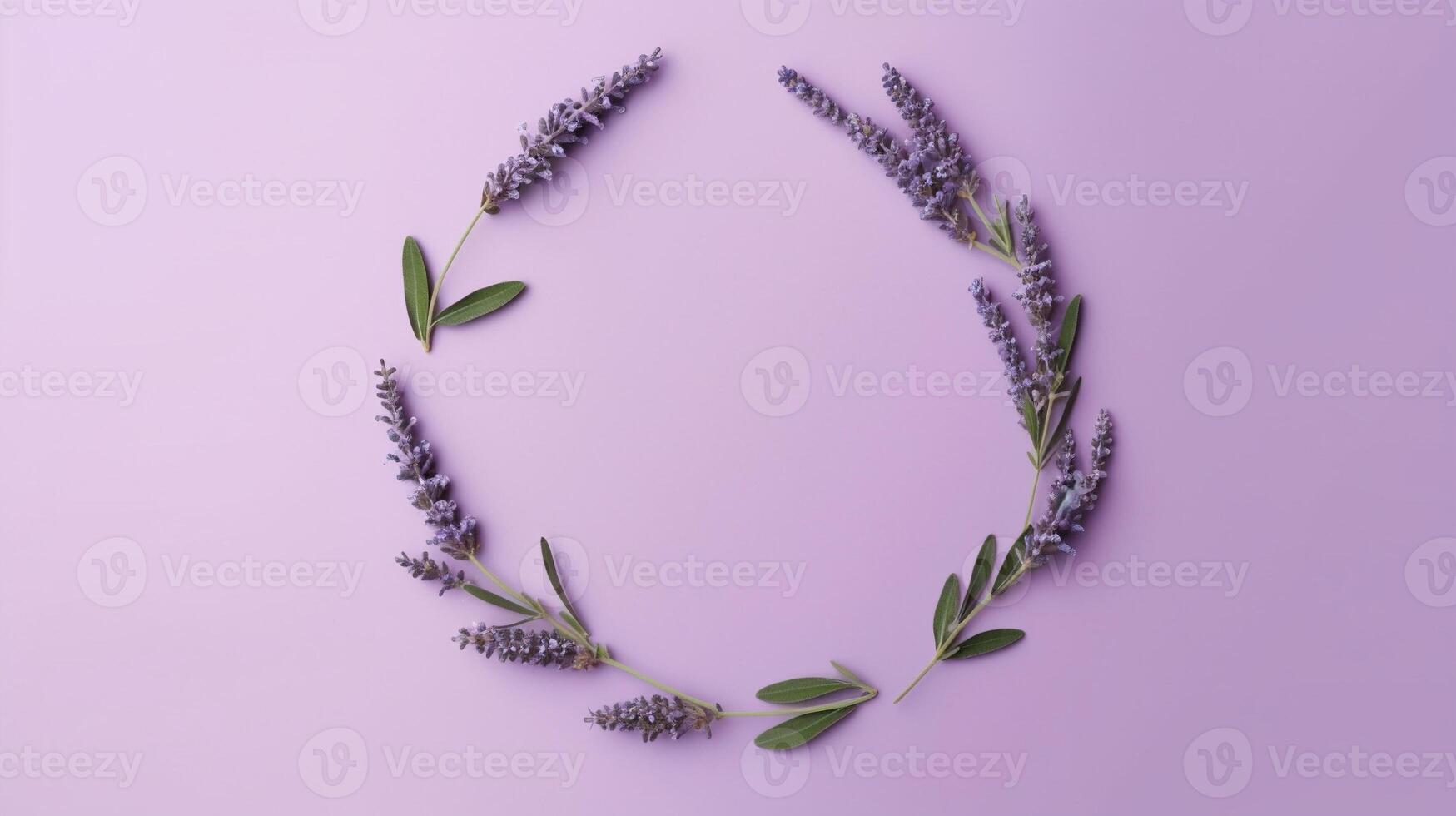 génératif ai, couronne de lavande branches fleurs avec copie espace, Naturel biologique floral Cadre violet Contexte photo