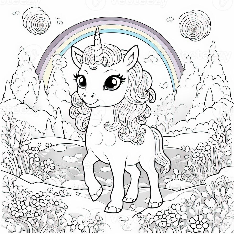 kawaii Licorne coloration pages photo