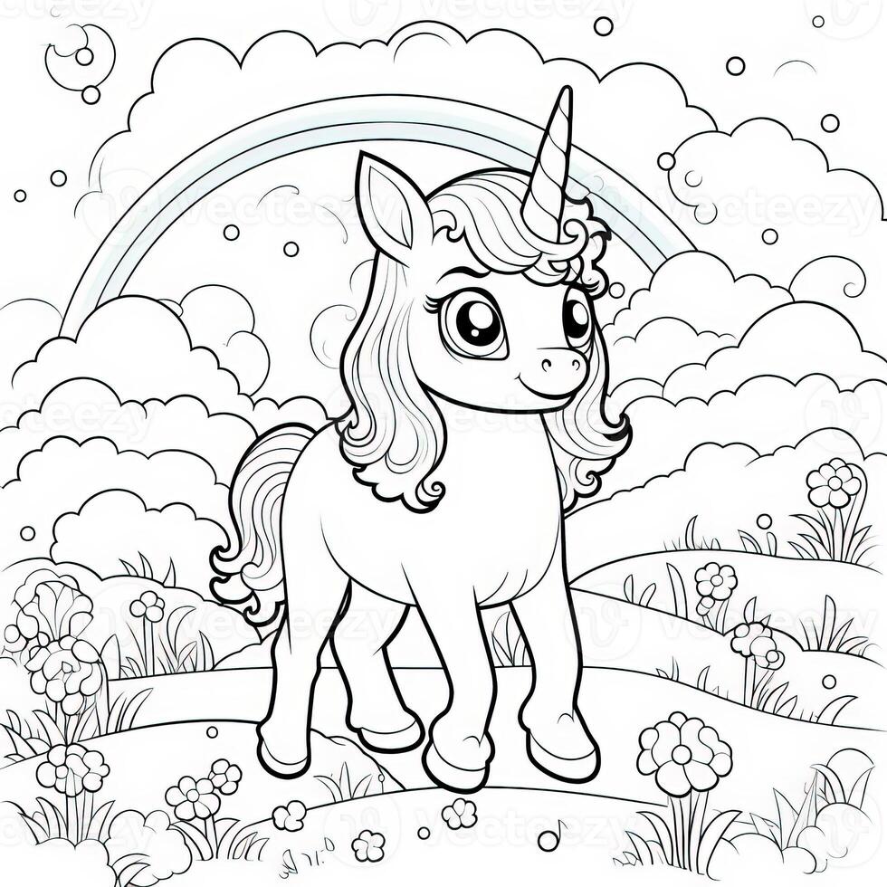 kawaii Licorne coloration pages photo