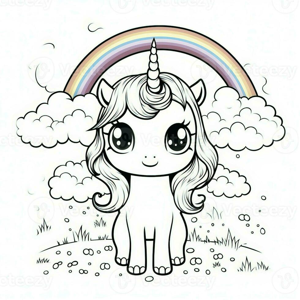 kawaii Licorne coloration pages photo