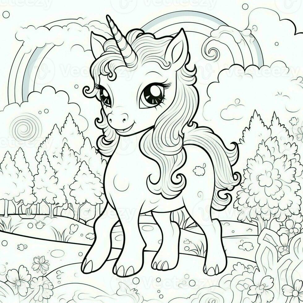 kawaii Licorne coloration pages photo